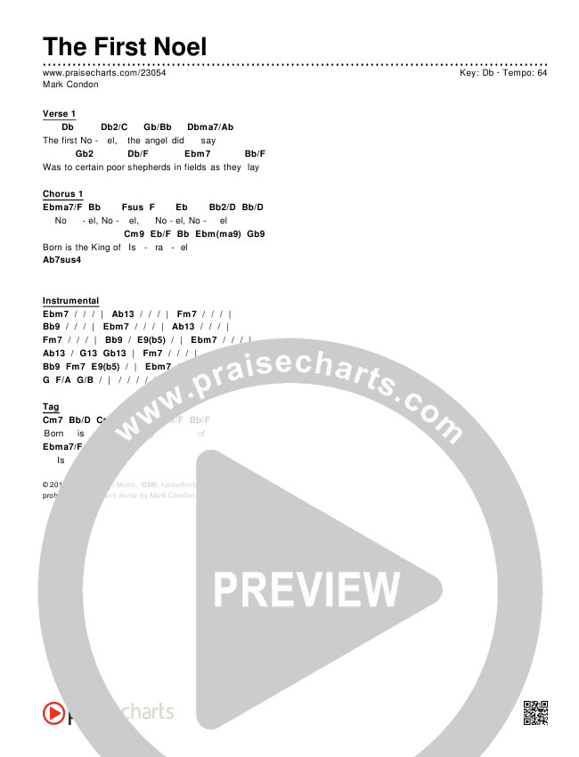 The First Noel Chords & Lyrics (Mark Condon)