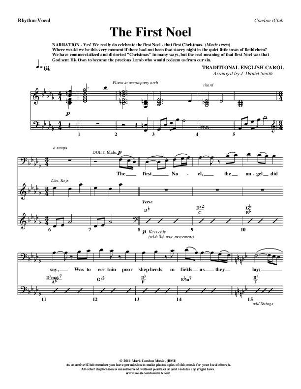 The First Noel Rhythm/Vocal (Mark Condon)