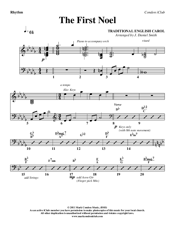The First Noel Rhythm Chart (Mark Condon)