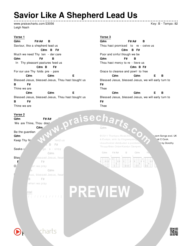 Savior Like A Shepherd Lead Us Chords & Lyrics (Leigh Nash)