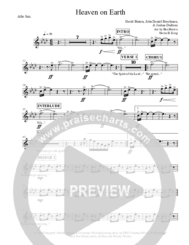 Heaven On Earth Alto Sax (Micah Stampley)