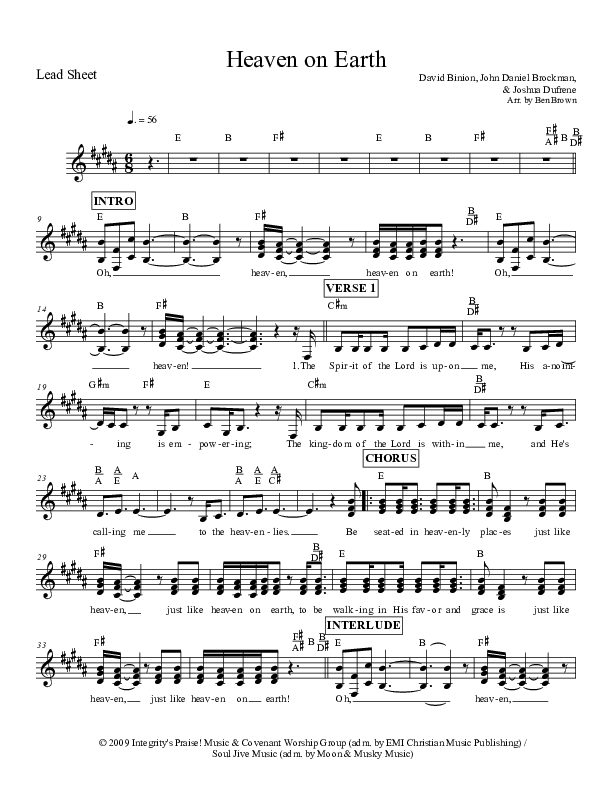 Heaven On Earth Lead Sheet (Micah Stampley)