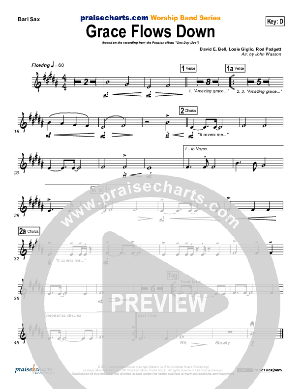 Grace Flows Down Bari Sax (Christy Nockels / Passion)