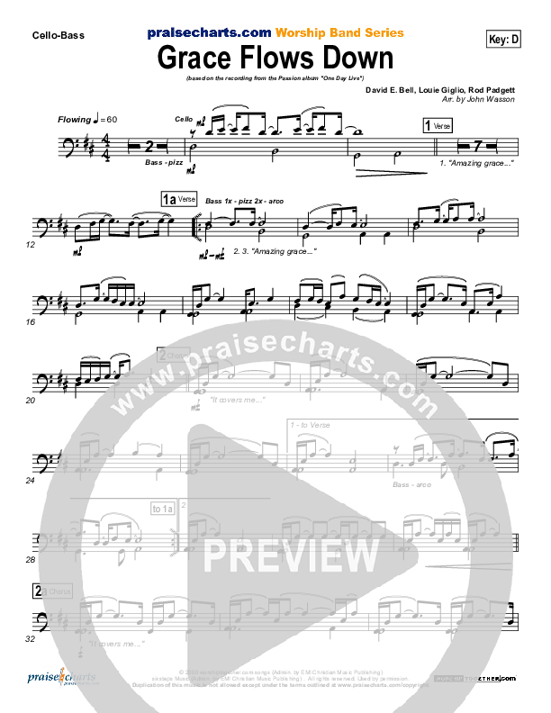 Grace Flows Down Cello/Bass (Christy Nockels / Passion)