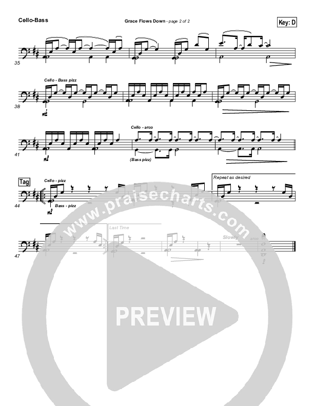 Grace Flows Down Cello/Bass (Christy Nockels / Passion)