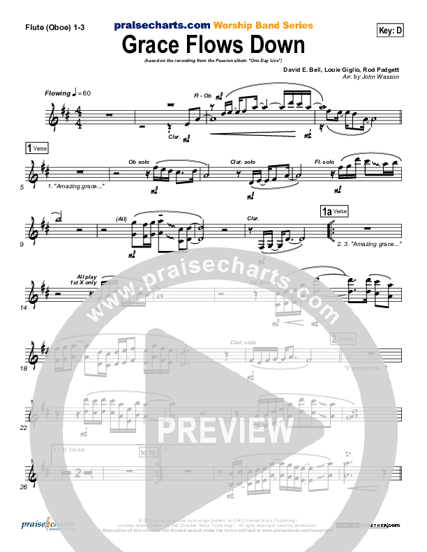 Grace Flows Down Flute/Oboe 1/2/3 (Christy Nockels / Passion)