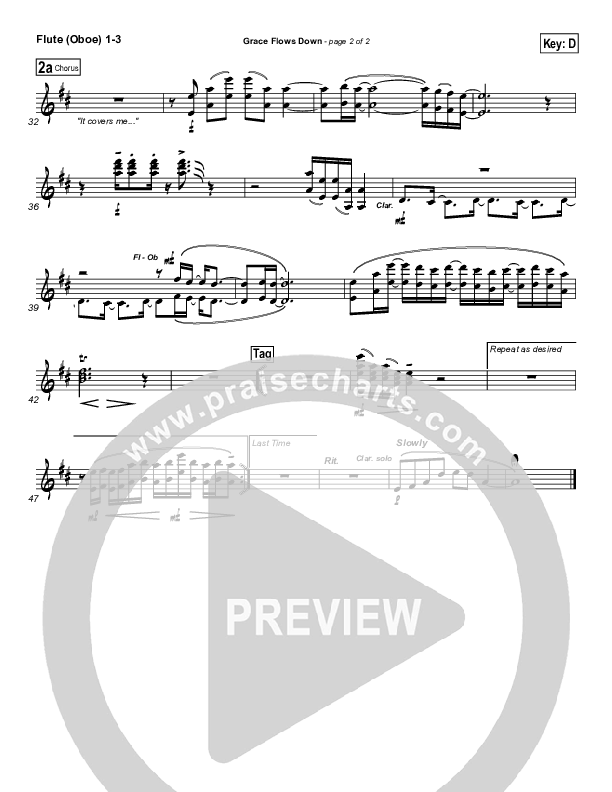 Grace Flows Down Flute/Oboe 1/2/3 (Christy Nockels / Passion)
