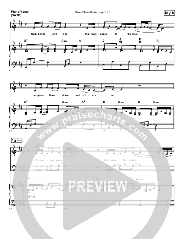 Grace Flows Down Piano/Vocal (Christy Nockels / Passion)