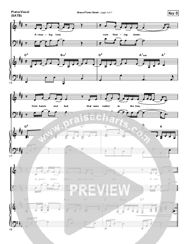 Grace Flows Down Piano/Vocal (SATB) (Christy Nockels / Passion)