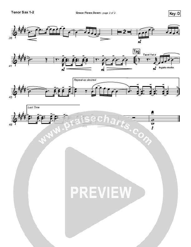 Grace Flows Down Tenor Sax 1/2 (Christy Nockels / Passion)