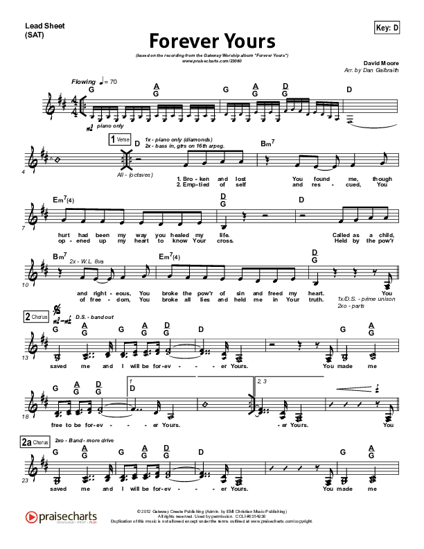 Forever Yours Lead Sheet (Gateway Worship)