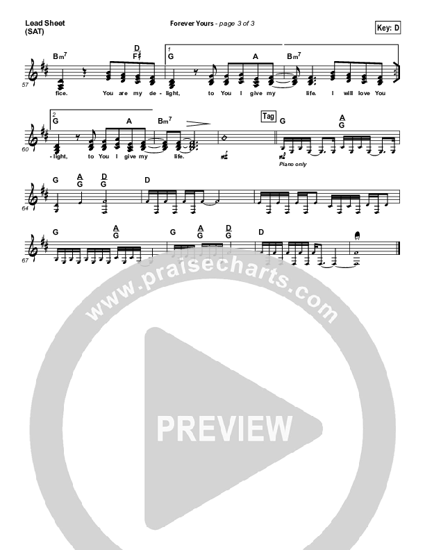 Forever Yours Lead Sheet (Gateway Worship)