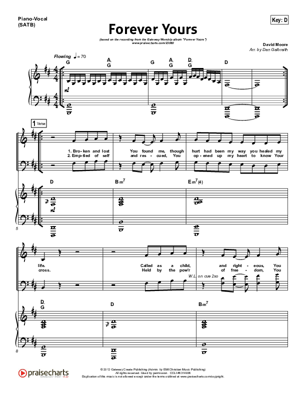 Forever Yours Sheet Music PDF (Gateway Worship) - PraiseCharts