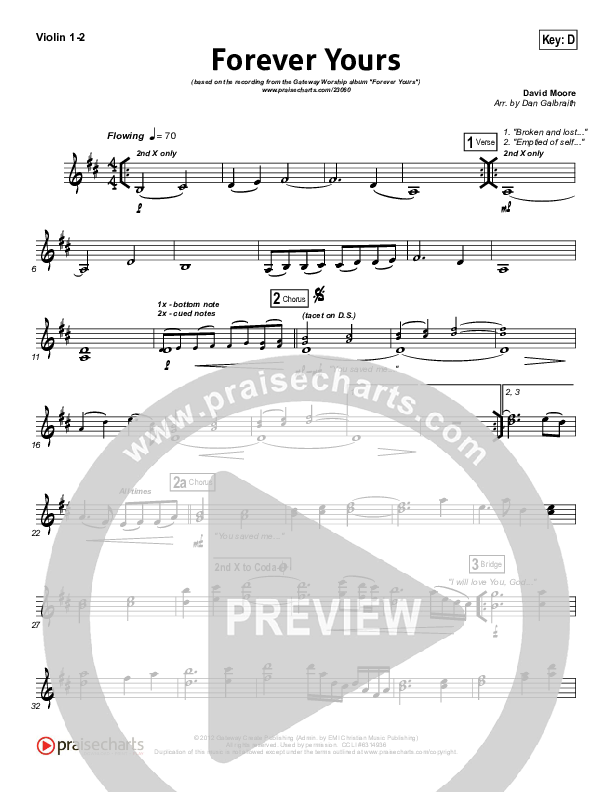 Forever Yours Violin 1/2 (Gateway Worship)