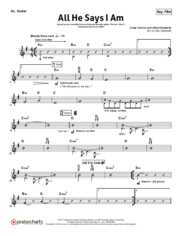 All He Says I Am Acoustic Guitar (Gateway Worship)