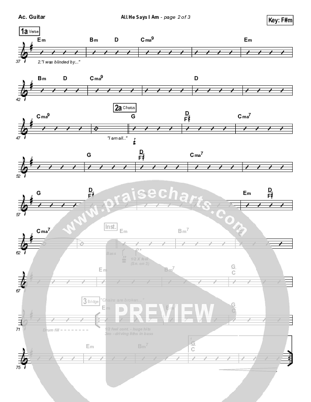 All He Says I Am Acoustic Guitar (Gateway Worship)