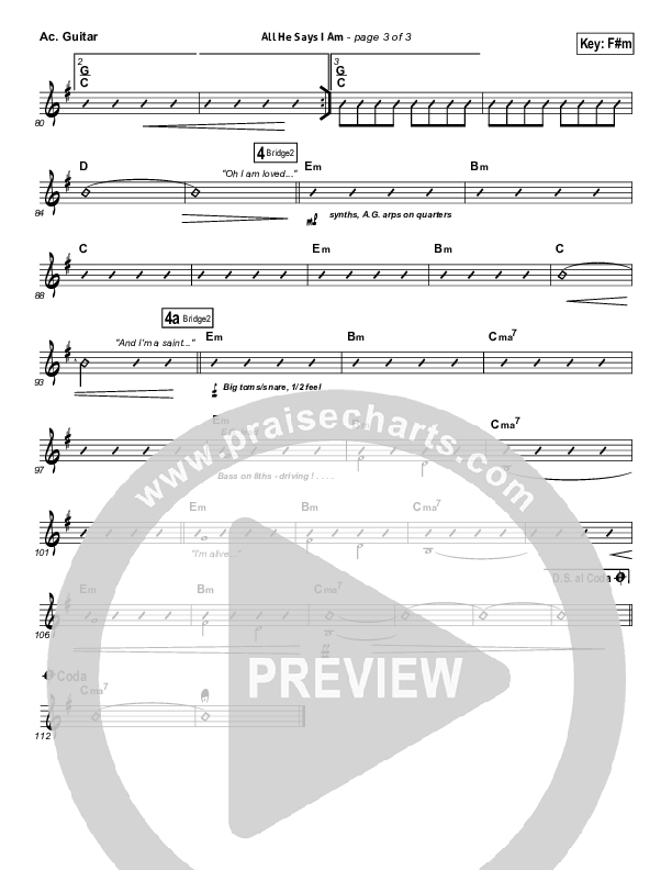 All He Says I Am Acoustic Guitar (Gateway Worship)