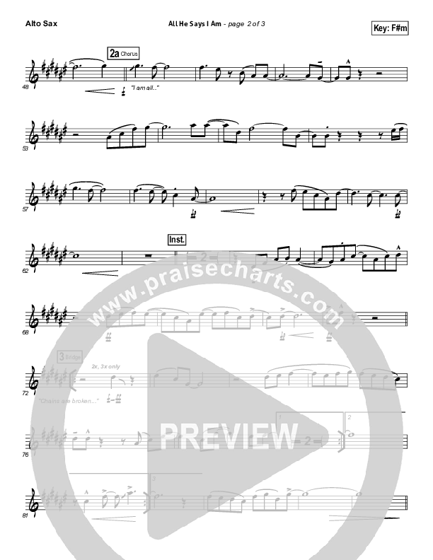 All He Says I Am Alto Sax (Gateway Worship)