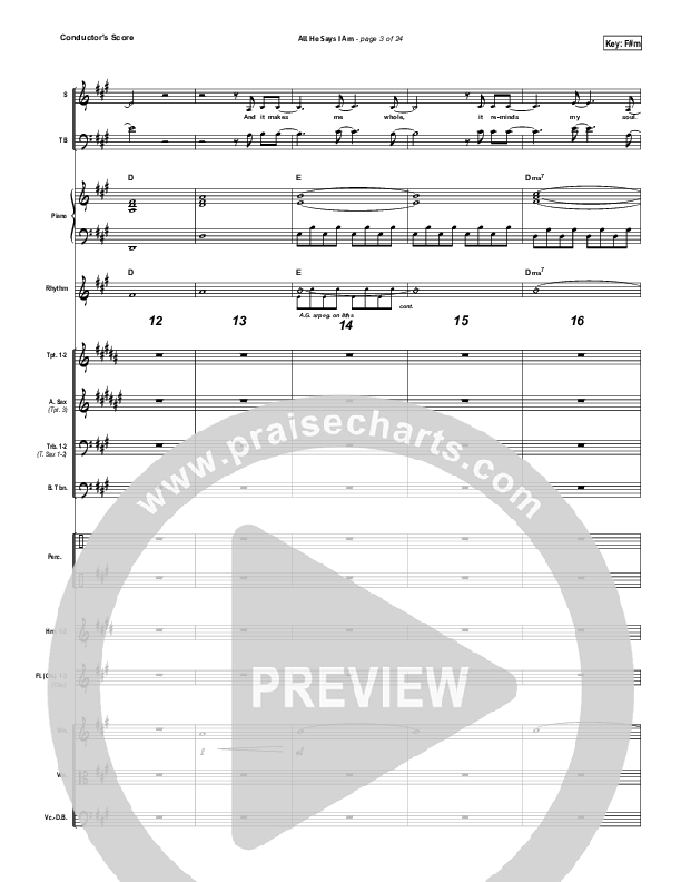 All He Says I Am Conductor's Score (Gateway Worship)