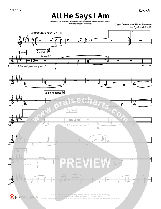 All He Says I Am Brass Pack (Gateway Worship)