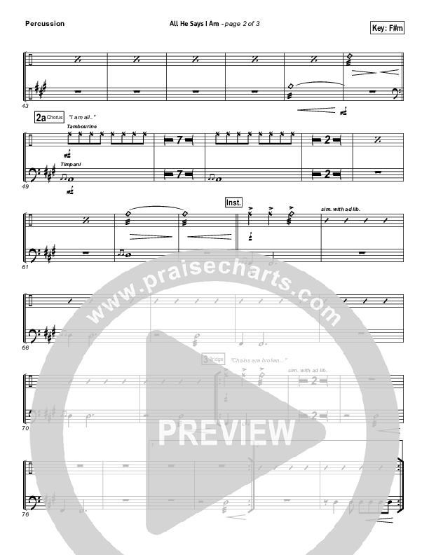 All He Says I Am Percussion (Gateway Worship)