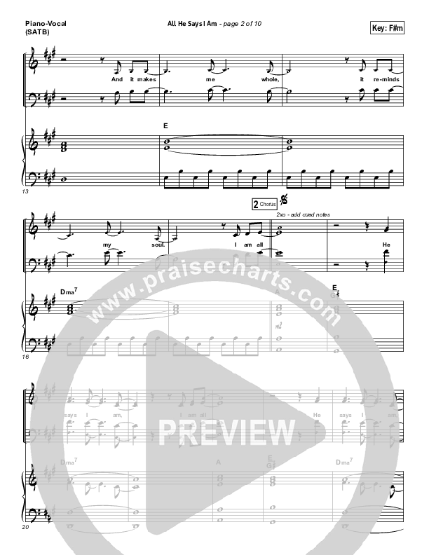 All He Says I Am Piano/Vocal (Gateway Worship)