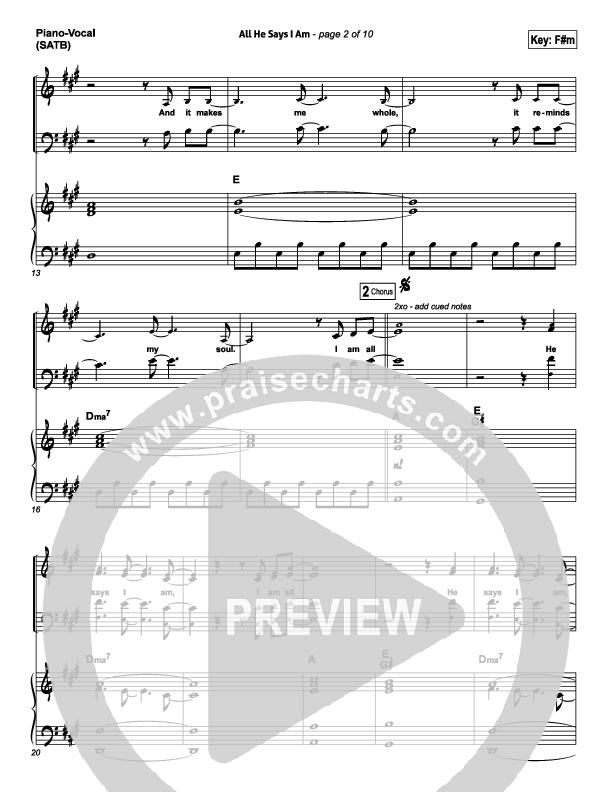 All He Says I Am Piano/Vocal Pack (Gateway Worship)