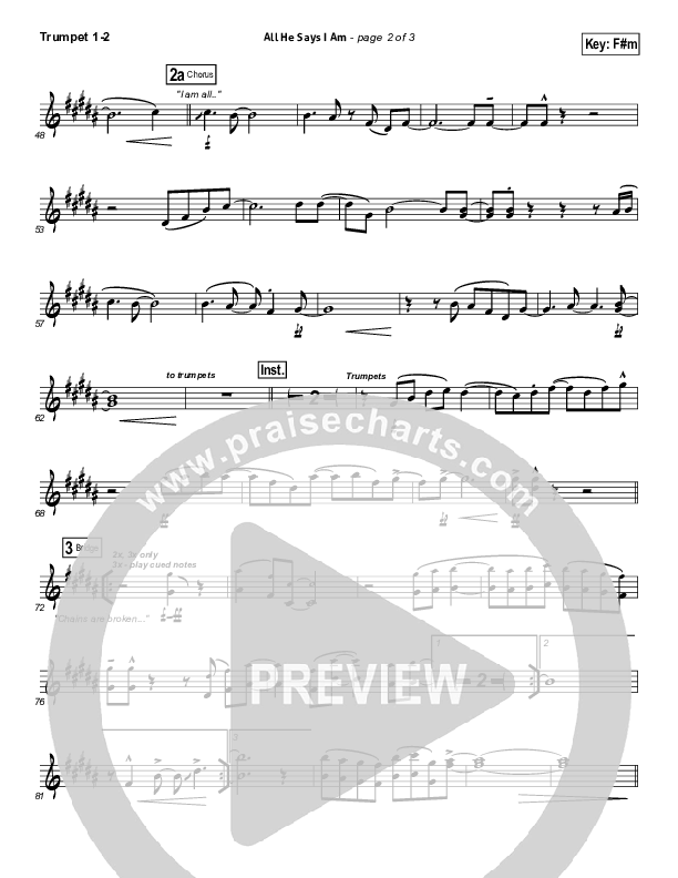 All He Says I Am Trumpet 1,2 (Gateway Worship)