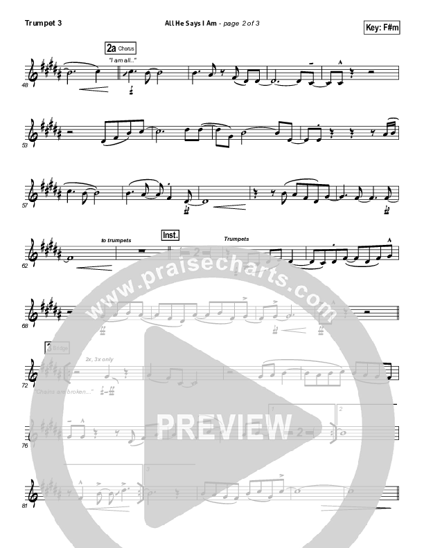 All He Says I Am Trumpet 3 (Gateway Worship)