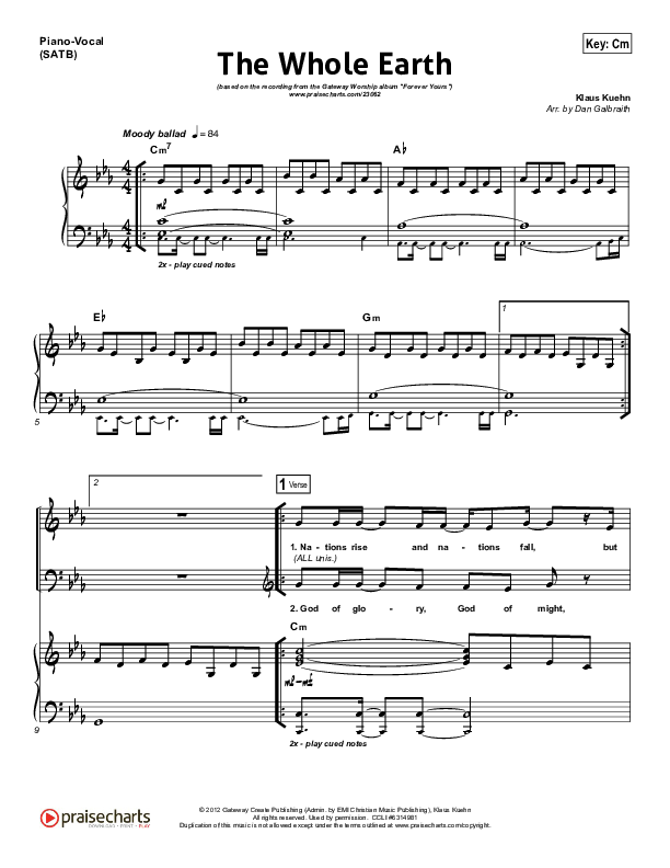 The Whole Earth Piano/Vocal & Lead (Gateway Worship)