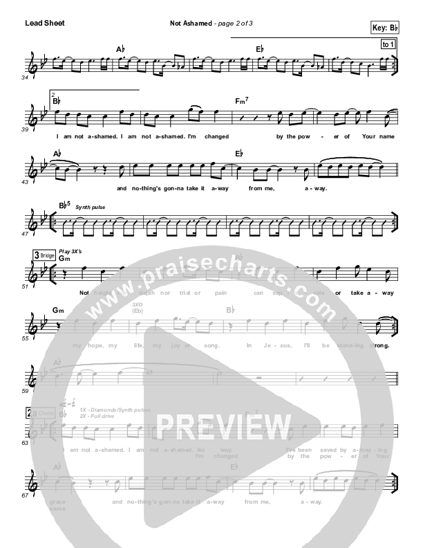 Not Ashamed Lead Sheet (Gateway Worship)
