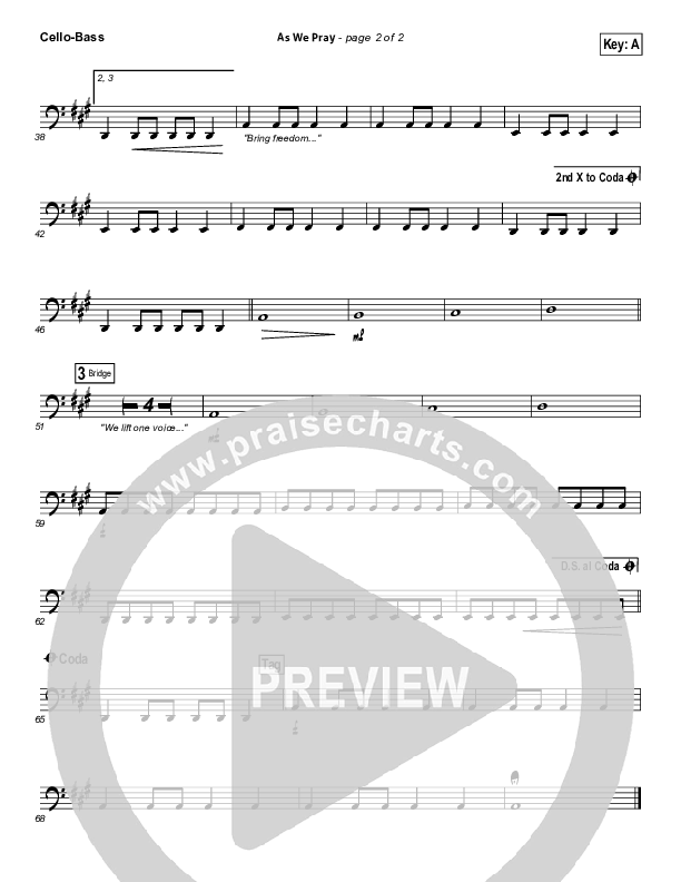 As We Pray Cello/Bass (Gateway Worship)