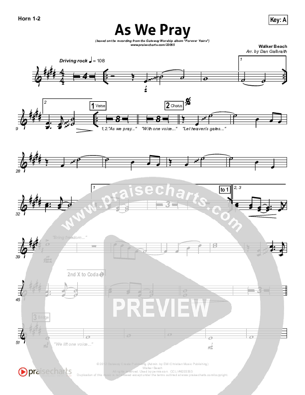 As We Pray Brass Pack (Gateway Worship)