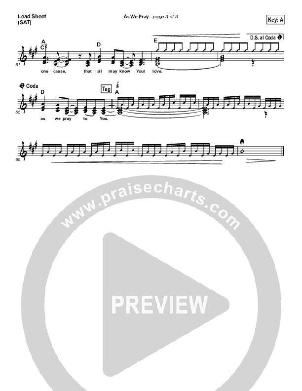 As We Pray Lead Sheet (SAT) (Gateway Worship)