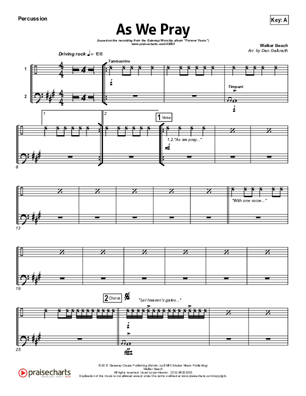 As We Pray Percussion (Gateway Worship)