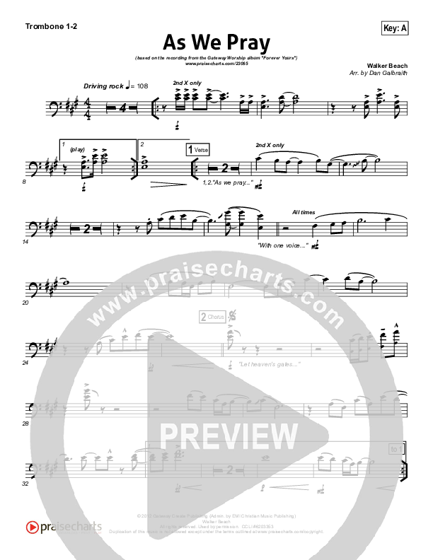 As We Pray Trombone 1/2 (Gateway Worship)