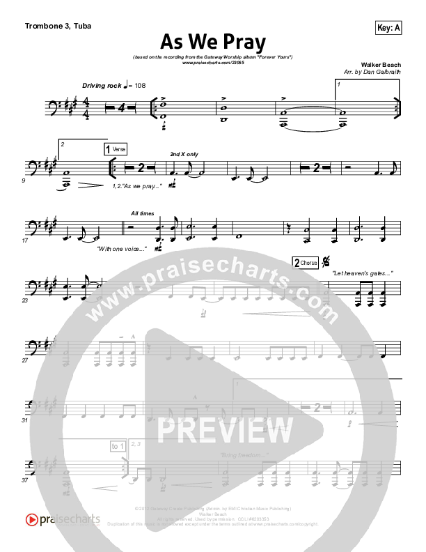 As We Pray Trombone 3/Tuba (Gateway Worship)