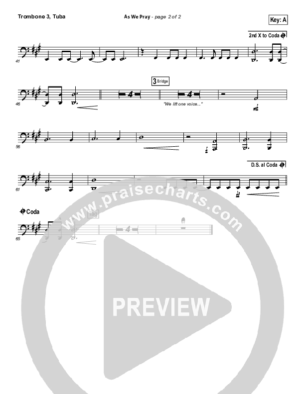 As We Pray Trombone 3/Tuba (Gateway Worship)