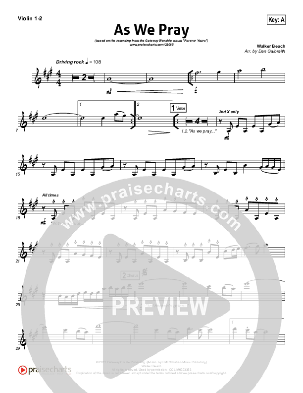 As We Pray Violin 1/2 (Gateway Worship)