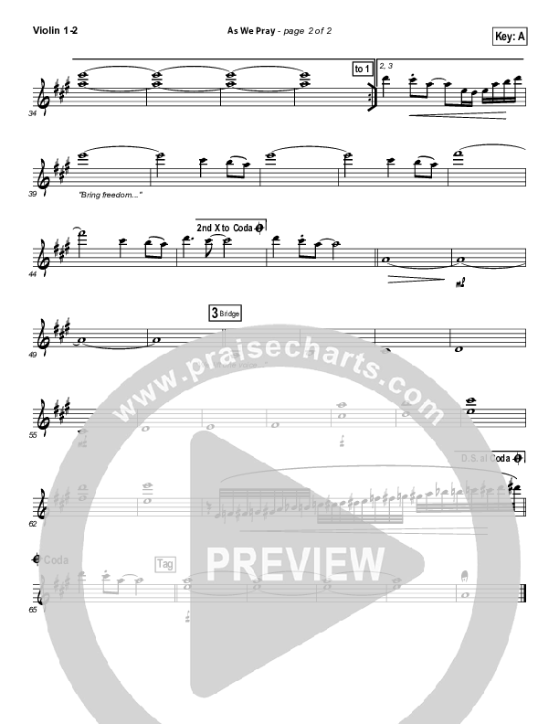 As We Pray Violin 1/2 (Gateway Worship)