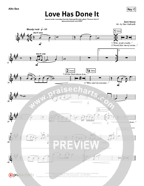 Love Has Done It Alto Sax (Gateway Worship)