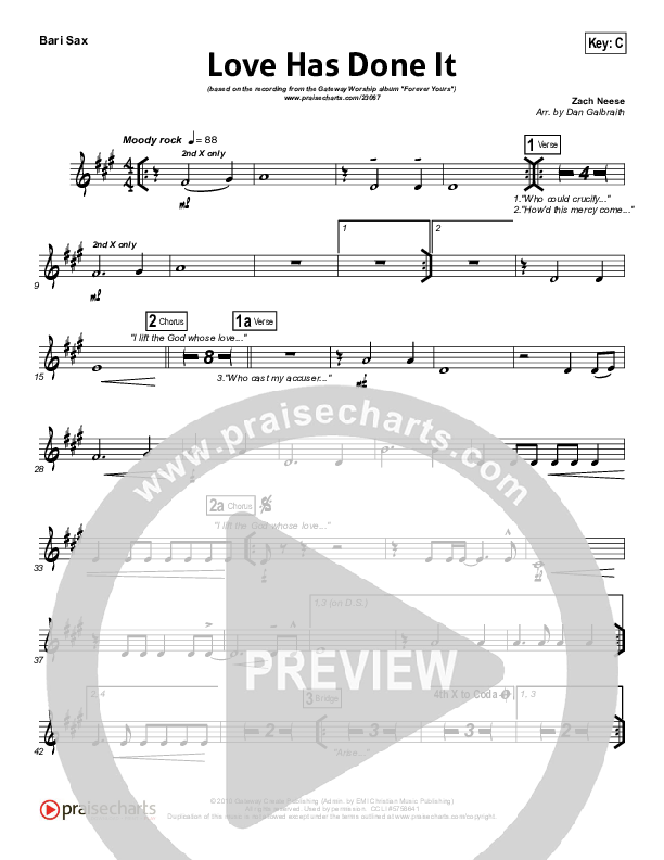 Love Has Done It Bari Sax (Gateway Worship)