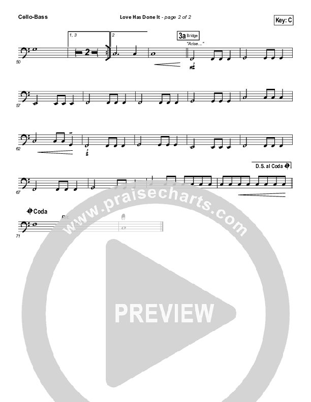 Love Has Done It Cello/Bass (Gateway Worship)