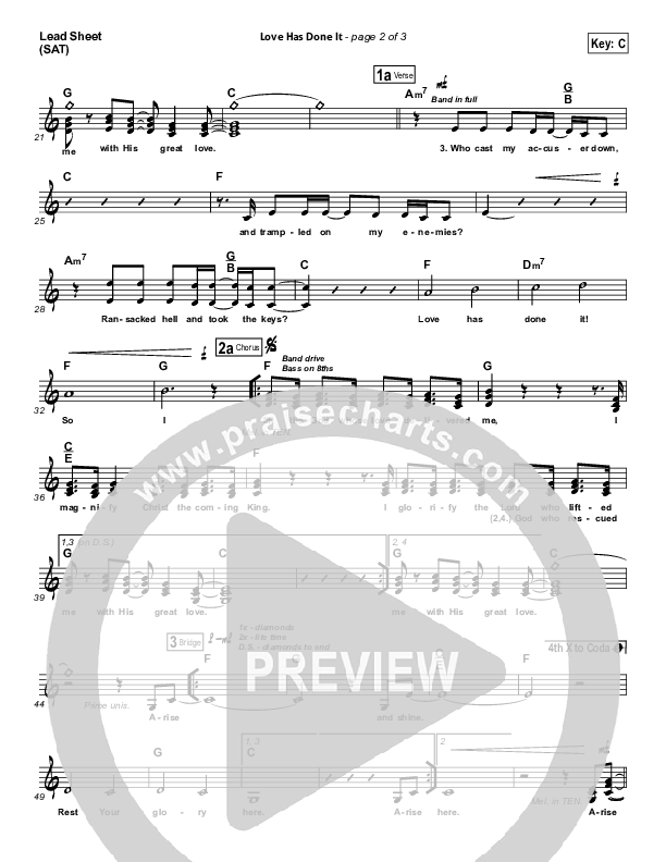 Love Has Done It Lead Sheet (Gateway Worship)