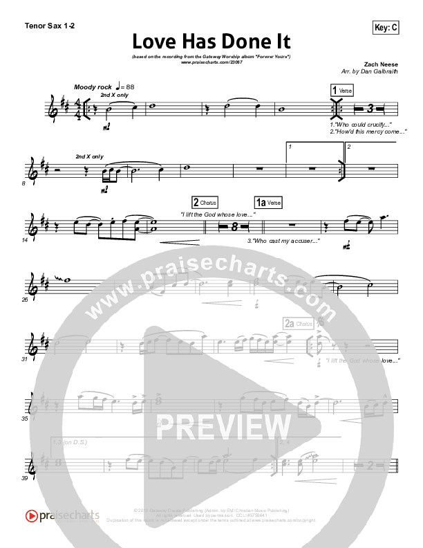 Love Has Done It Tenor Sax 1/2 (Gateway Worship)