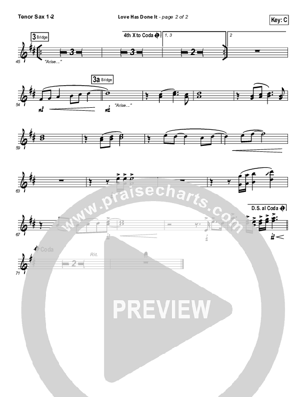Love Has Done It Tenor Sax 1/2 (Gateway Worship)