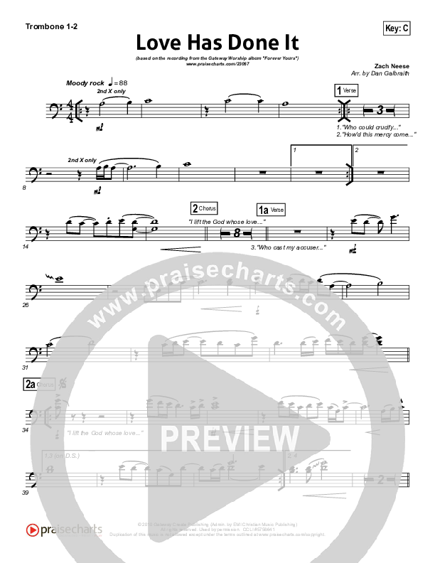 Love Has Done It Trombone 1/2 (Gateway Worship)