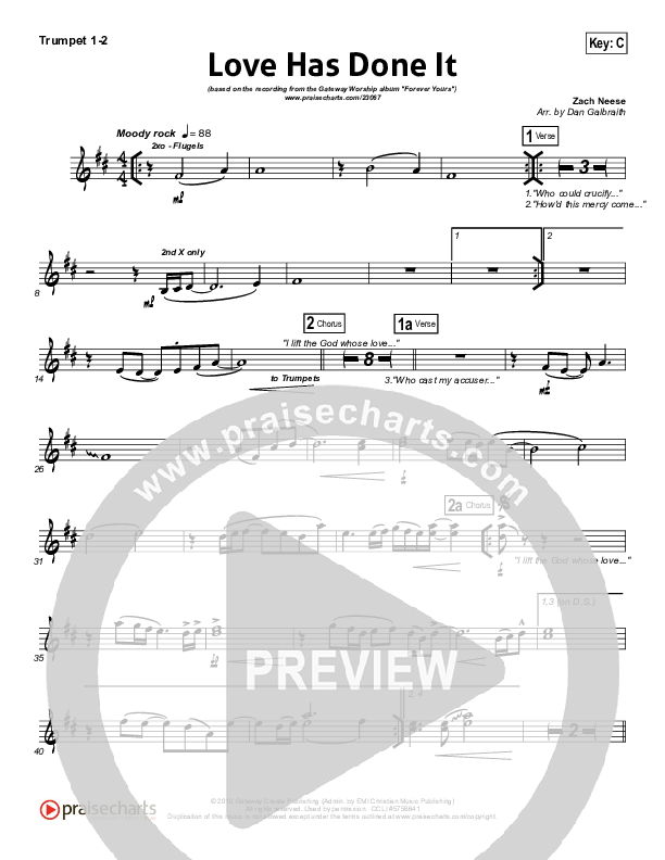 Love Has Done It Trumpet 1,2 (Gateway Worship)