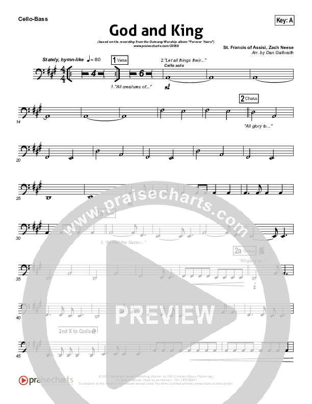 God And King Cello/Bass (Gateway Worship)