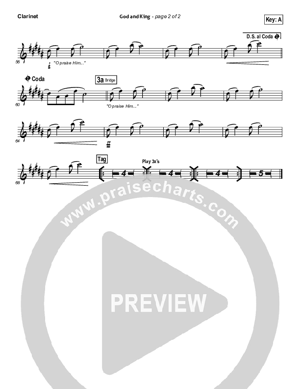 God And King Clarinet (Gateway Worship)